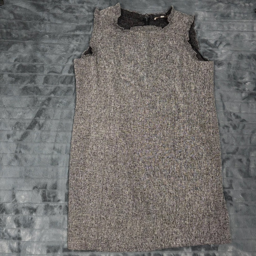 Loft Plus Womens Grey Textured Ruffle Neck Sleeveless Shift Dress Size 20 485835